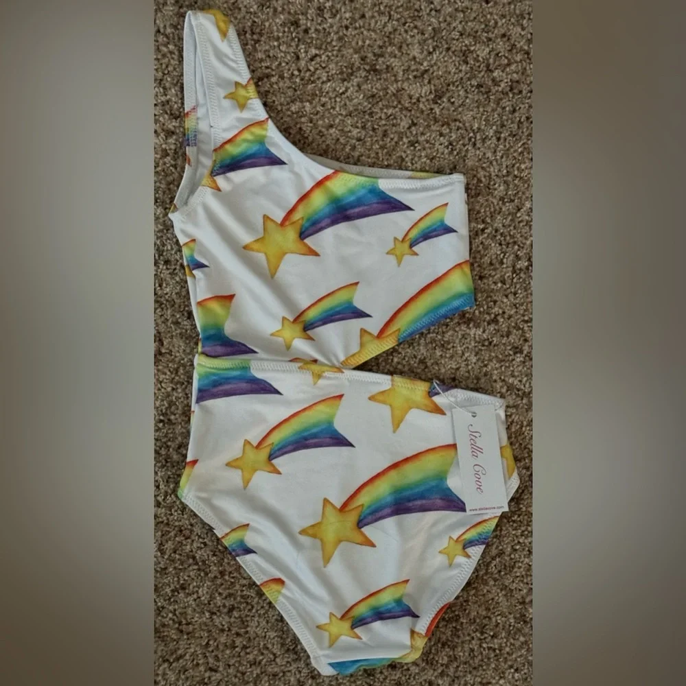 NWT and in Plastic Stella Cove Girls 4 yrs Shooting Stars Side Cut Swimsuit